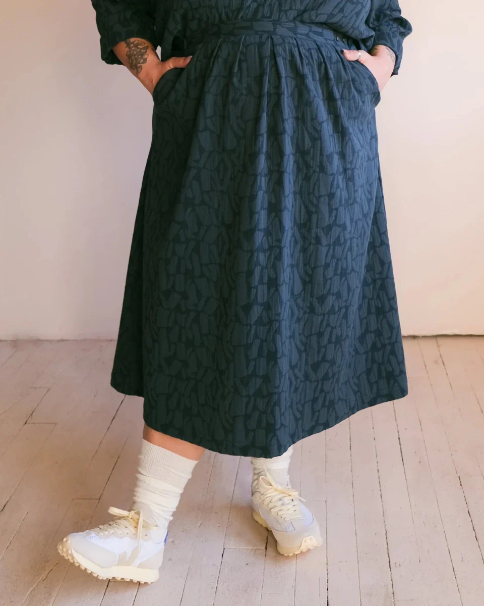 Atelier B Wrap Skirt (Textured Teal Jacquard) - Image 2
