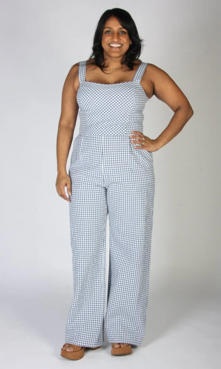Birds of North America Roadrunner Jumpsuit (Blue Gingham) - Image 9