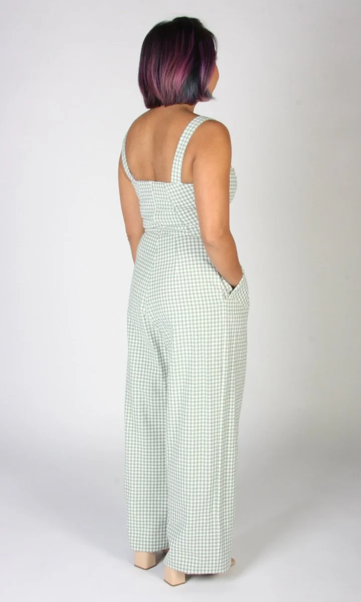 Birds of North America Roadrunner Jumpsuit (Sage Gingham) - Image 8
