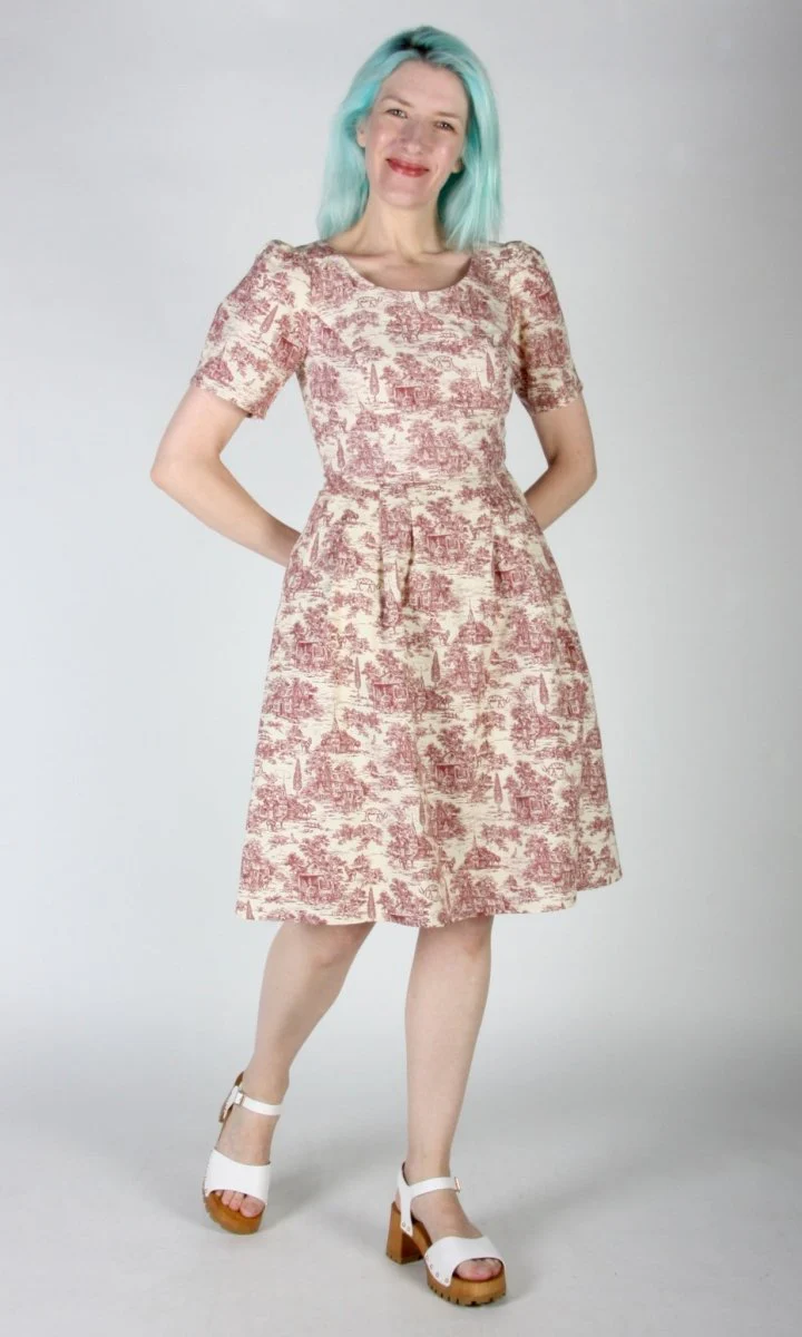 Birds of North America Winter Chippy Dress - Brick Village Toile (Online Exclusive) - Image 3