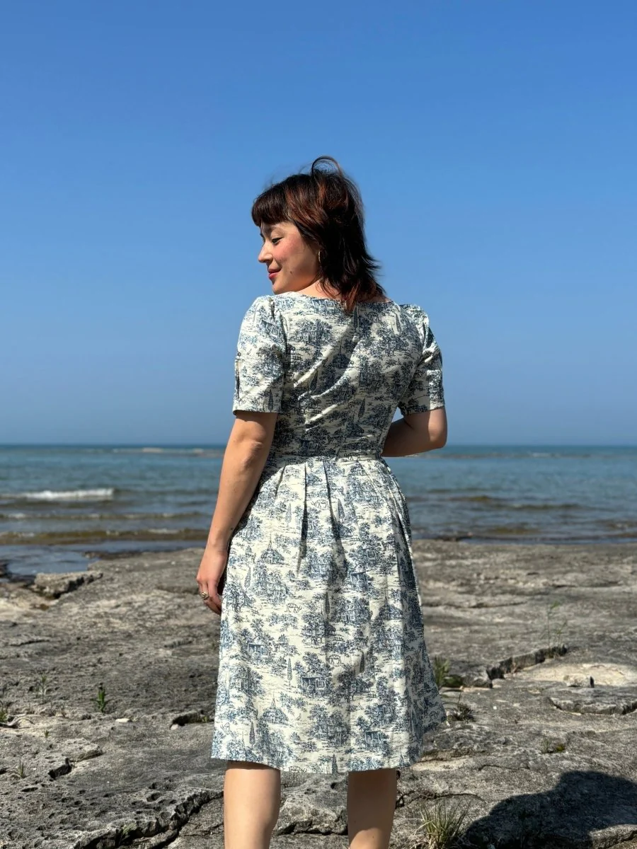Birds of North America Winter Chippy Dress - Navy Village Toile (Online Exclusive) - Image 13