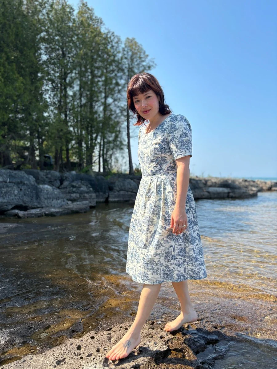 Birds of North America Winter Chippy Dress - Navy Village Toile (Online Exclusive) - Image 7