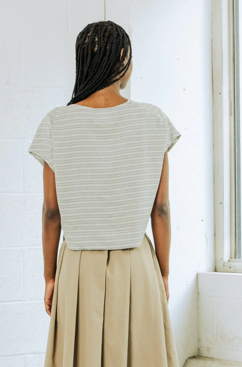 Bodybag Tofino Top - Light Blue Herringbone (In-Store) - Image 9