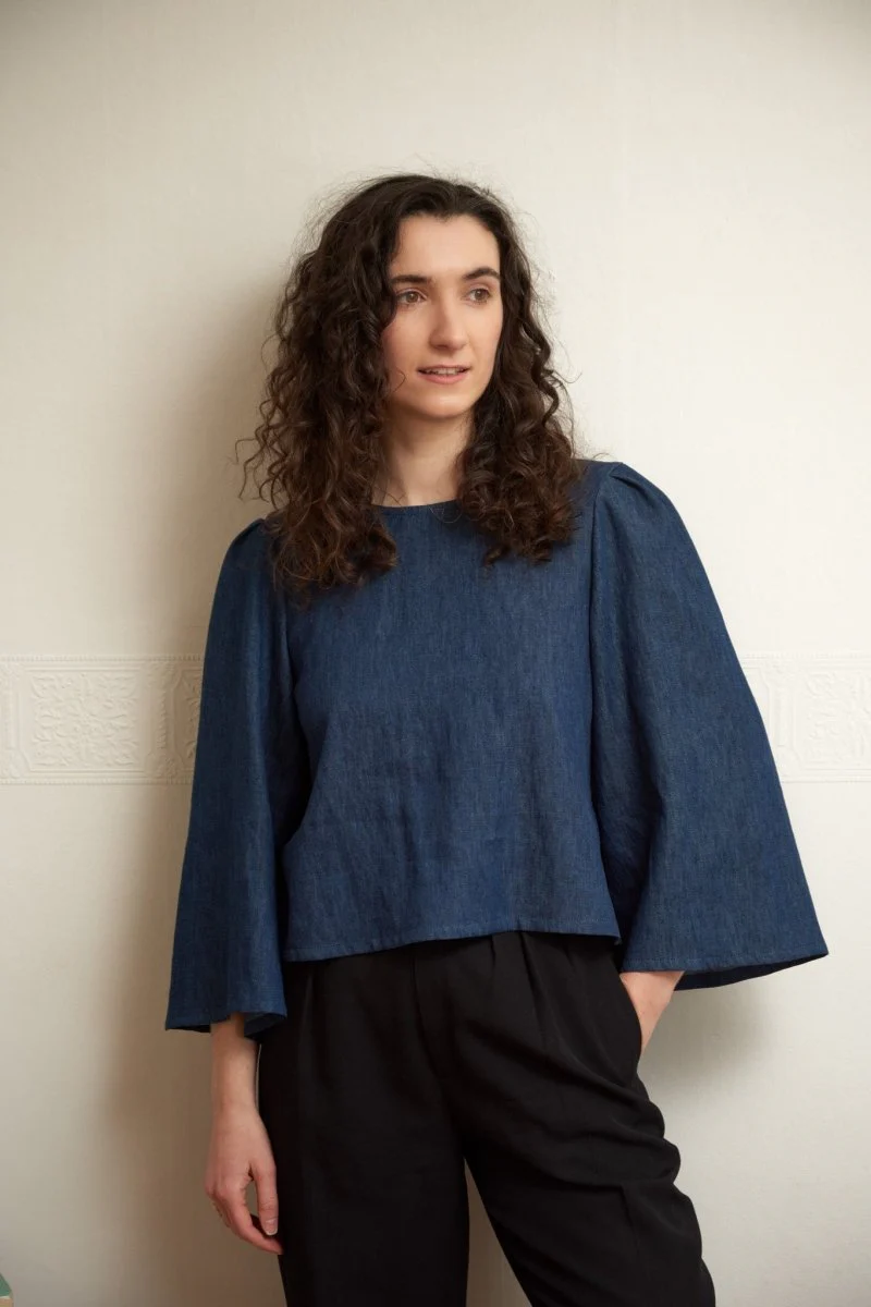 Central Standard Bell Sleeve Top (Denim) - Image 4