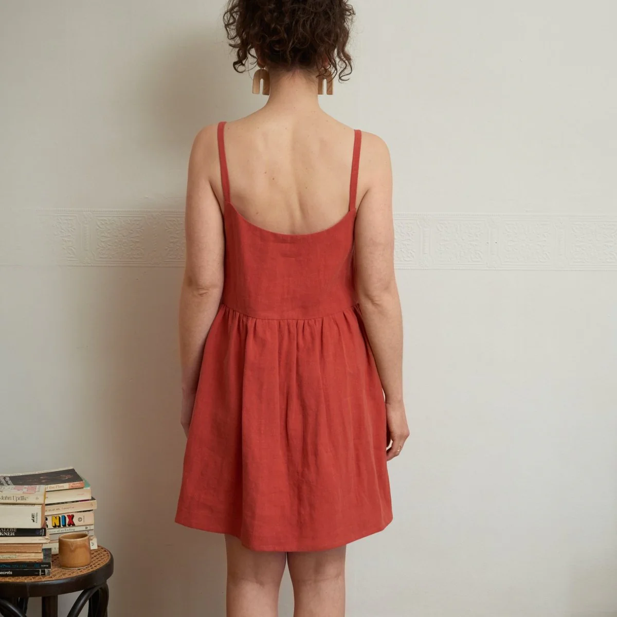 Central Standard Linen Gathered Dress (Paprika) - Image 7