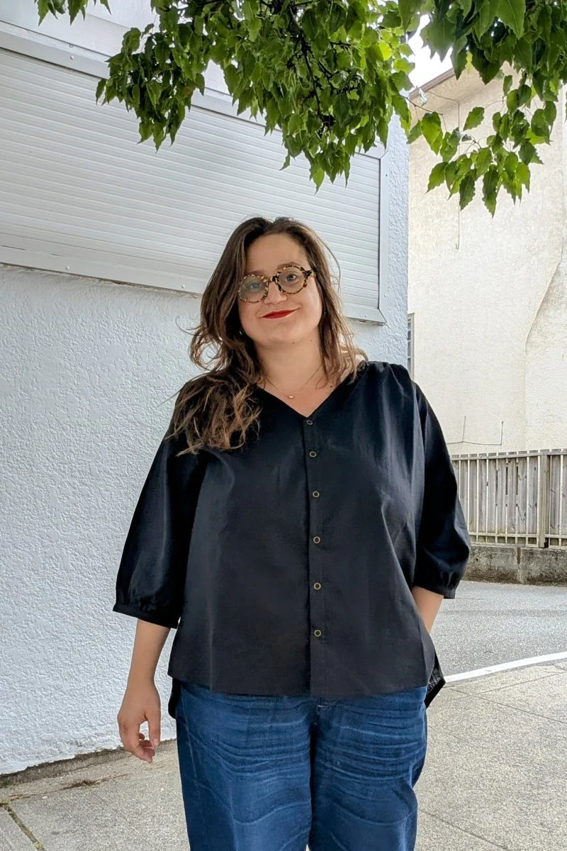 Connally Goods Margot V Neck Shirt (Black) - Image 10