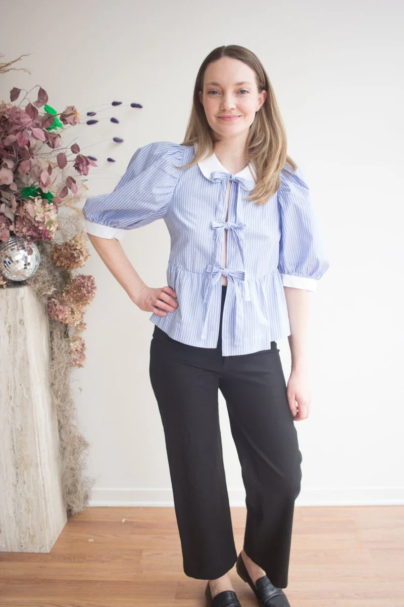 Eliza Faulkner Georgie Blouse - Blue Pinstripe - Image 6