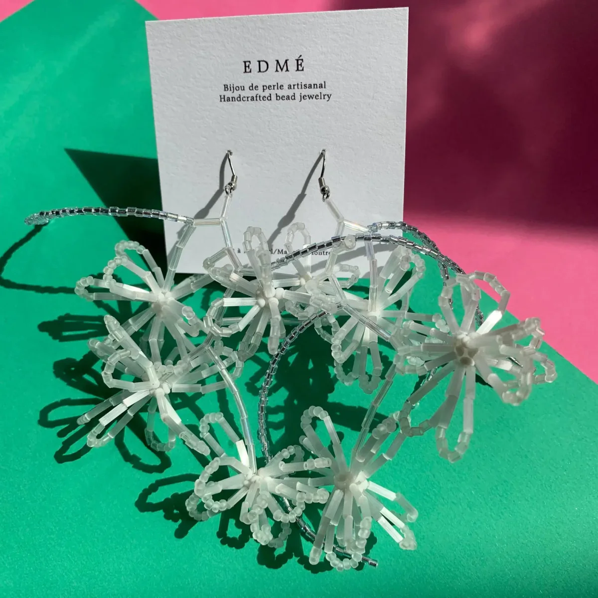 Edmé Beads Flower Drop Bead Earrings (Various Colours) - Image 8