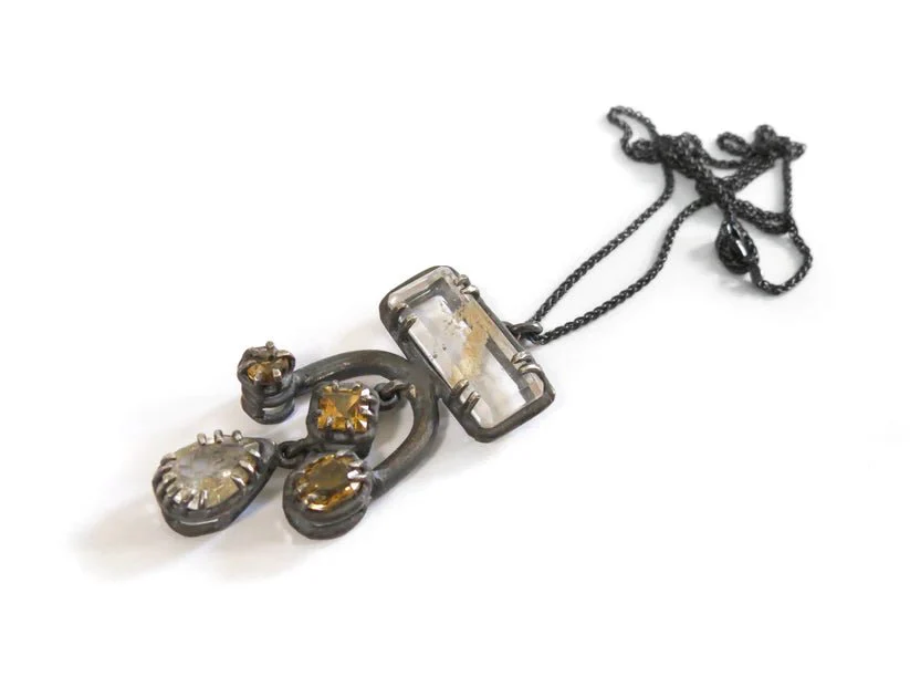 Elaine Ho Pendant Necklace (Landscape Quartz, Citrine, Golden Rutile)
