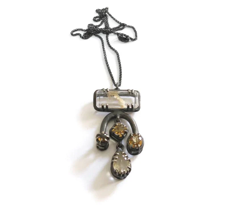 Elaine Ho Pendant Necklace (Landscape Quartz, Citrine, Golden Rutile) - Image 2
