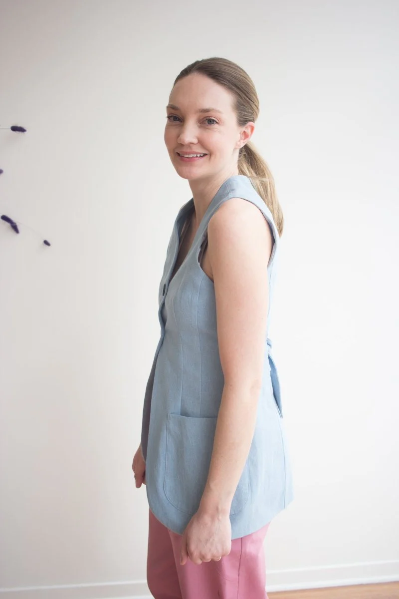 Eliza Faulkner Annie Vest - Light Blue Denim (In-Store) - Image 2