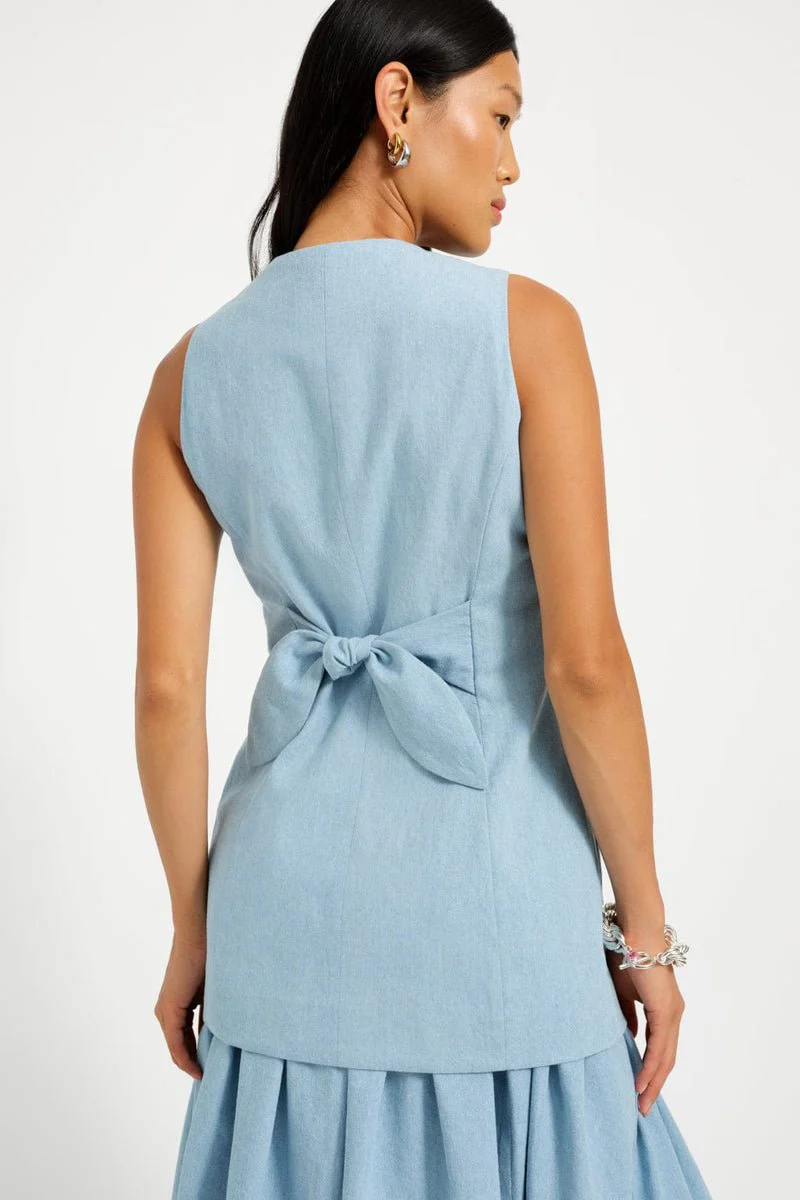 Eliza Faulkner Annie Vest - Light Blue Denim (In-Store) - Image 8
