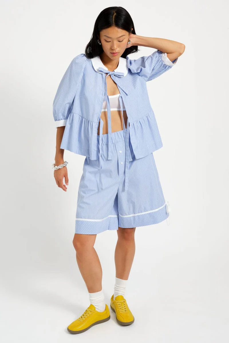 Eliza Faulkner Bauer Shorts - Blue Pinstripe - Image 3