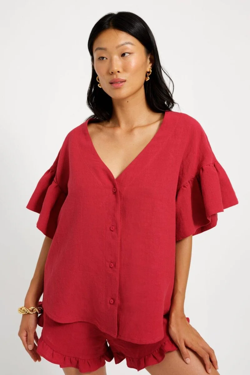 Eliza Faulkner Dottie Blouse - Red Maroon (In-Store)