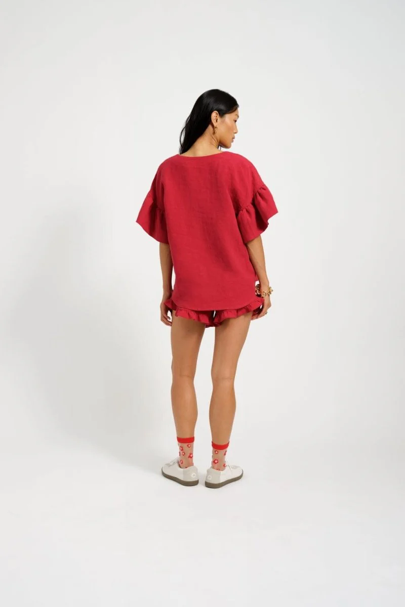 Eliza Faulkner Dottie Blouse - Red Maroon (In-Store) - Image 4