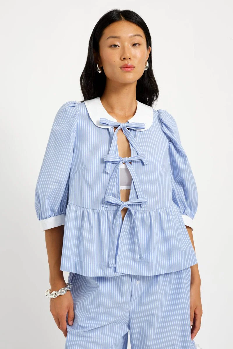 Eliza Faulkner Georgie Blouse - Blue Pinstripe - Image 8