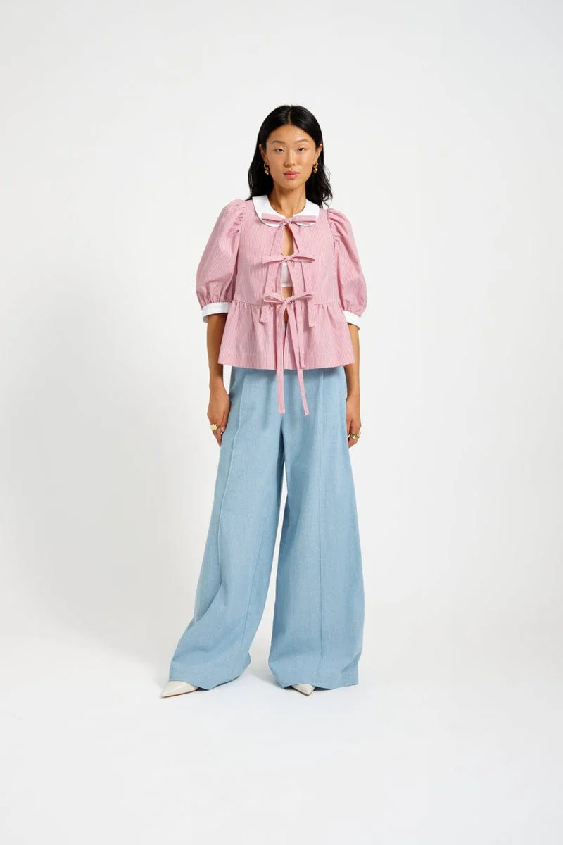 Eliza Faulkner Georgie Blouse - Red Pinstripe - Image 10