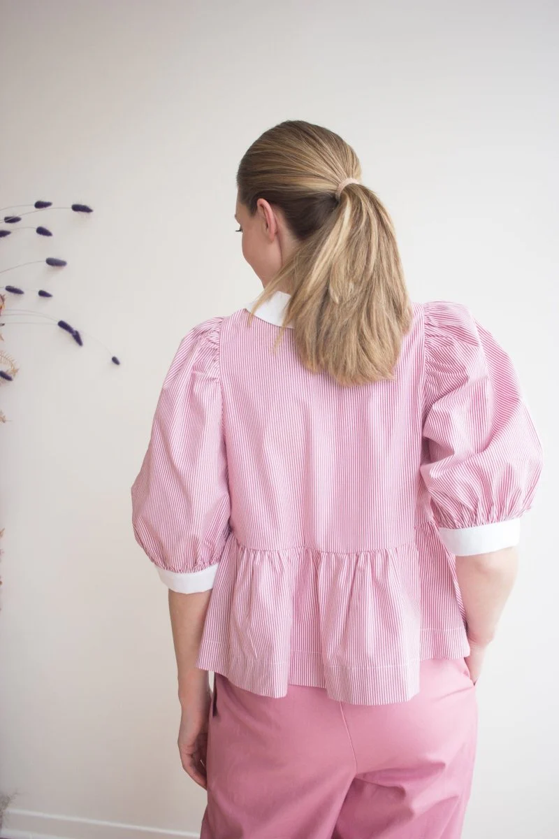 Eliza Faulkner Georgie Blouse - Red Pinstripe - Image 6