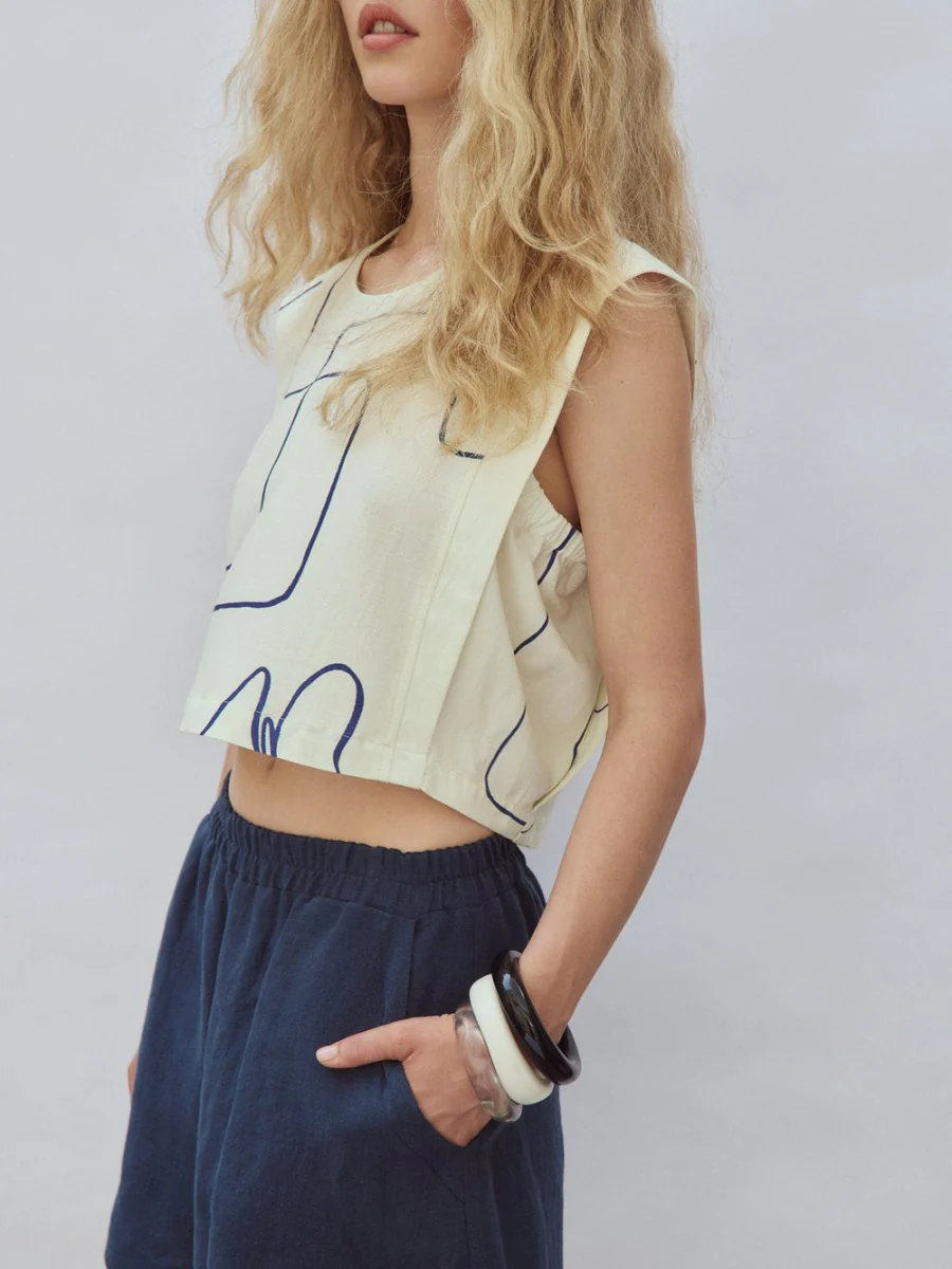 Eve Gravel Lucas Top - Blue Flower or Butter Green Lines (Online Exclusive) - Image 6
