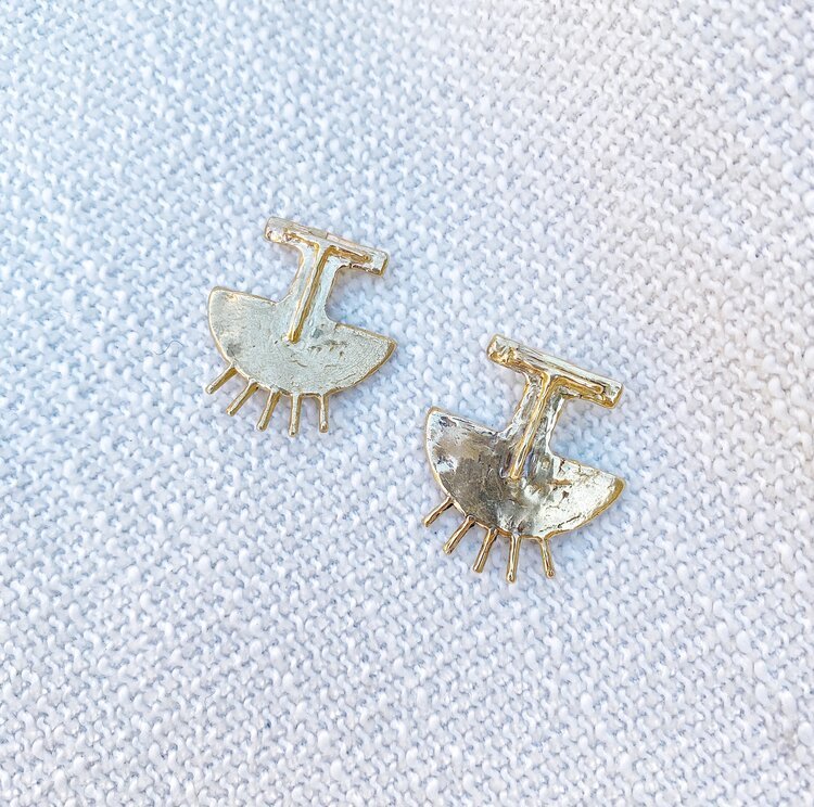 Hawkly Shield Earrings (Silver or Bronze) - Image 2
