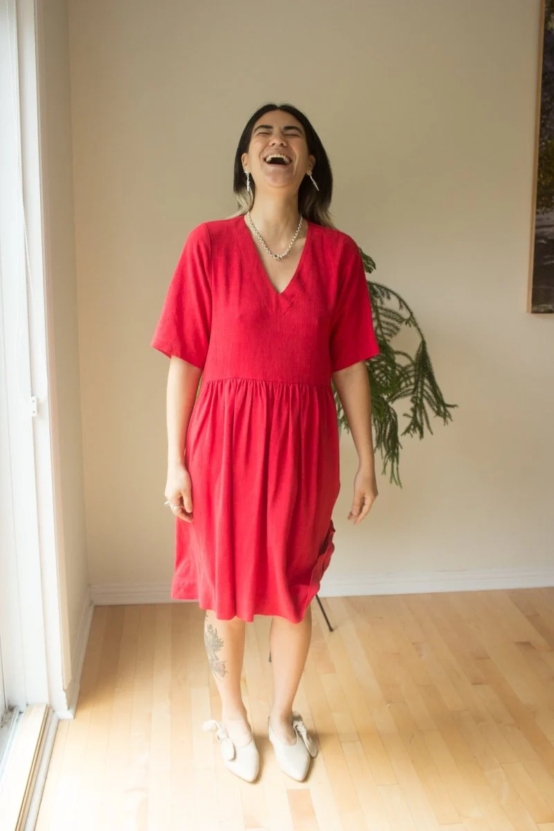 Birds of North America Kiskadee Dress - Red (Online Exclusive) - Image 4