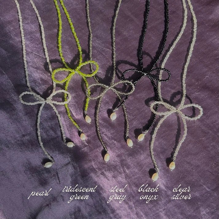 LILOU Gems Beaded Bow Necklace (Various Colours) - Image 18