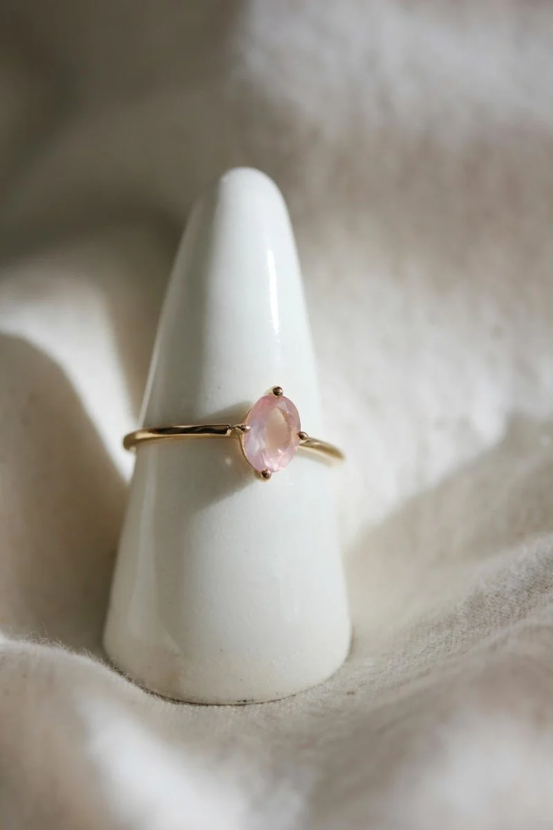Little Gold Ava Ring (Rose Quartz) - Image 4