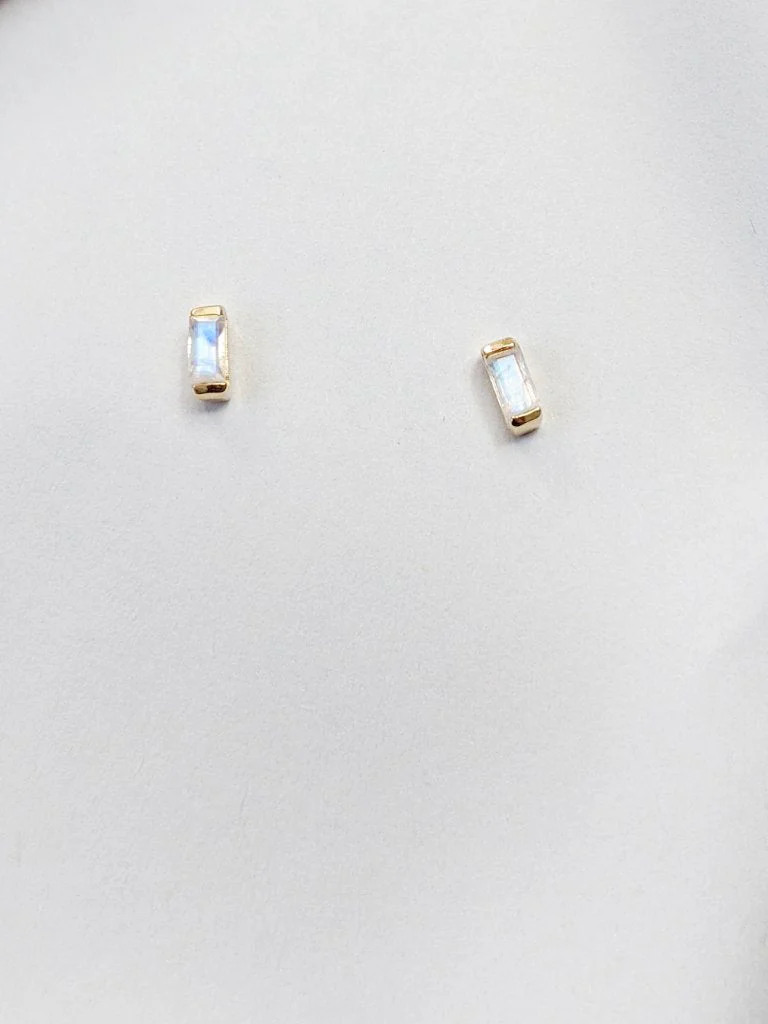 Little Gold Vesper Studs (Moonstone) - Image 3
