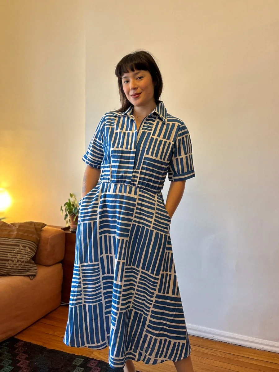 Marigold Sissi Dress (Blue Block) - Image 2