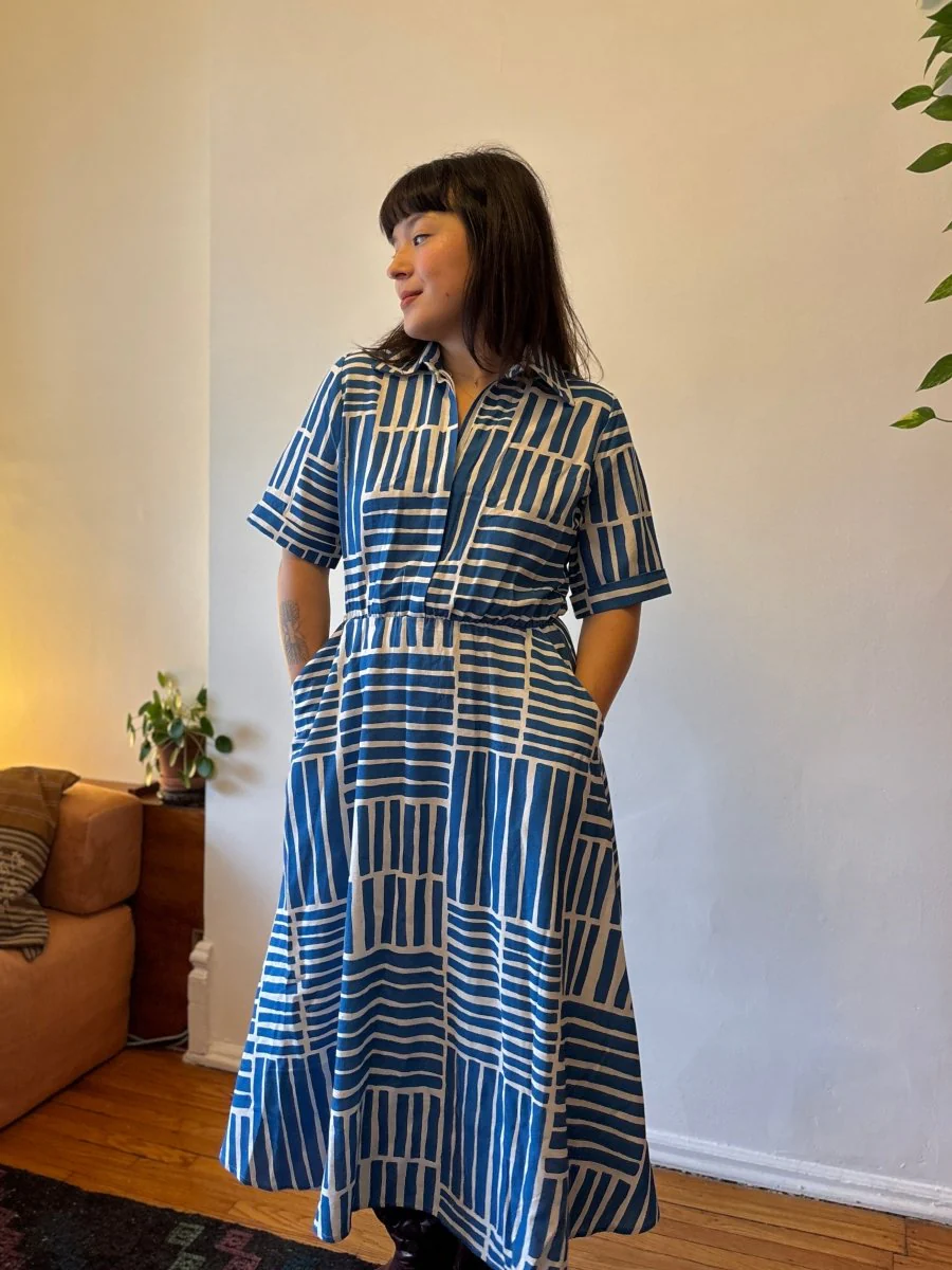 Marigold Sissi Dress (Blue Block) - Image 3