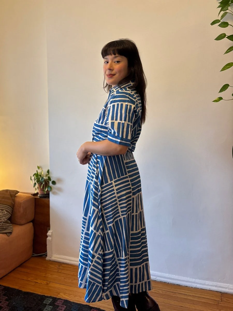 Marigold Sissi Dress (Blue Block) - Image 4