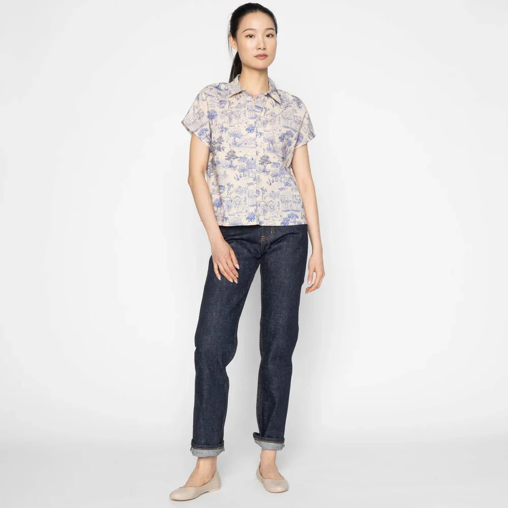 Naked & Famous Billie Linen Shirt (Blue Cats) - Image 11