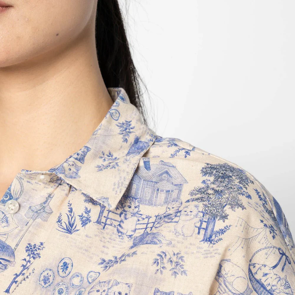 Naked & Famous Billie Linen Shirt (Blue Cats) - Image 8