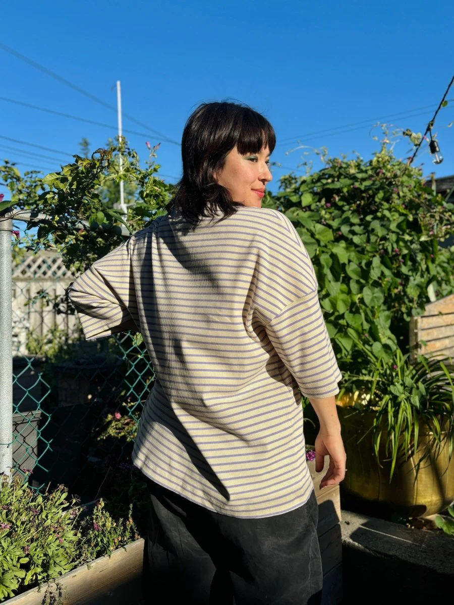 Odeyalo Systeme Oversized T-Shirt (Green Stripe or Lilac Stripe) - Image 11