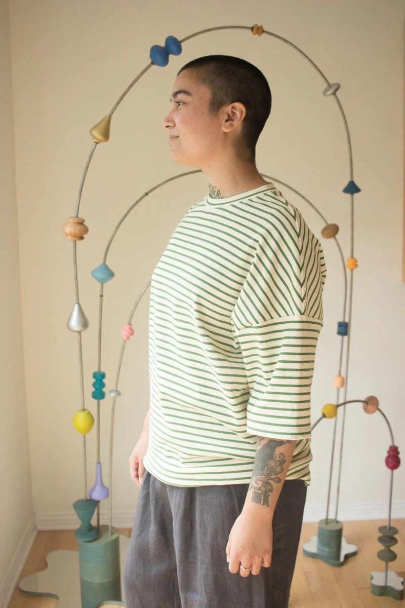 Odeyalo Systeme Oversized T-Shirt (Green Stripe or Lilac Stripe) - Image 3