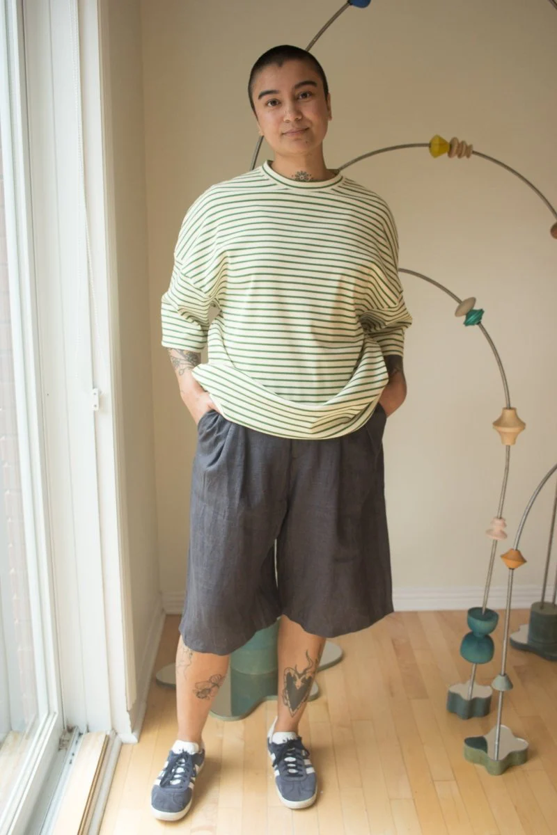 Odeyalo Systeme Oversized T-Shirt (Green Stripe or Lilac Stripe) - Image 4