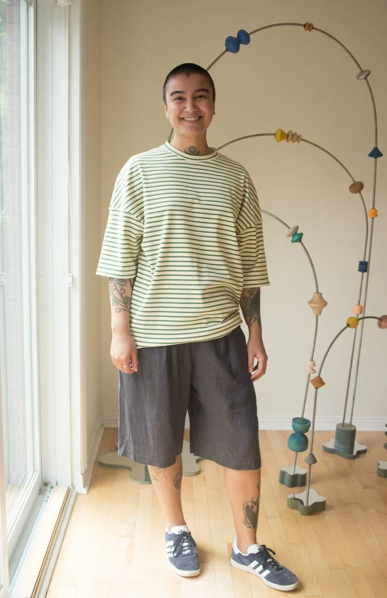 Odeyalo Systeme Oversized T-Shirt (Green Stripe or Lilac Stripe) - Image 6