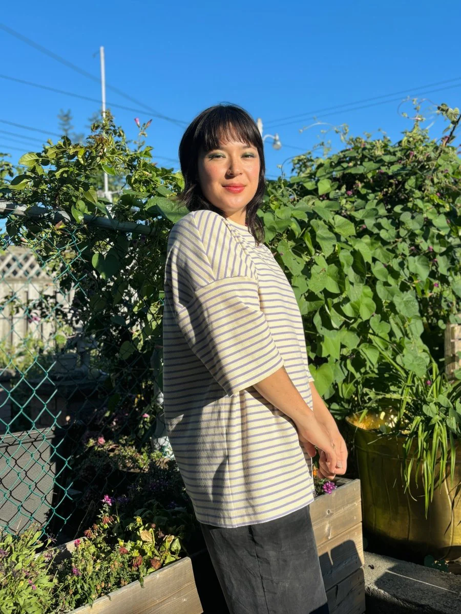 Odeyalo Systeme Oversized T-Shirt (Green Stripe or Lilac Stripe) - Image 9