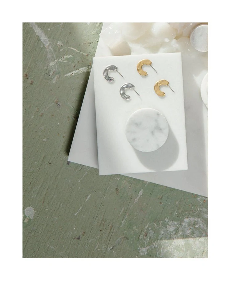 Par Ici Mini Disc Studs - Gold or Silver (In-Store) - Image 8