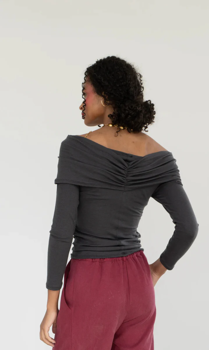 Rightful Owner Shawl Blouse (Charcoal Merino Wool) - Image 8