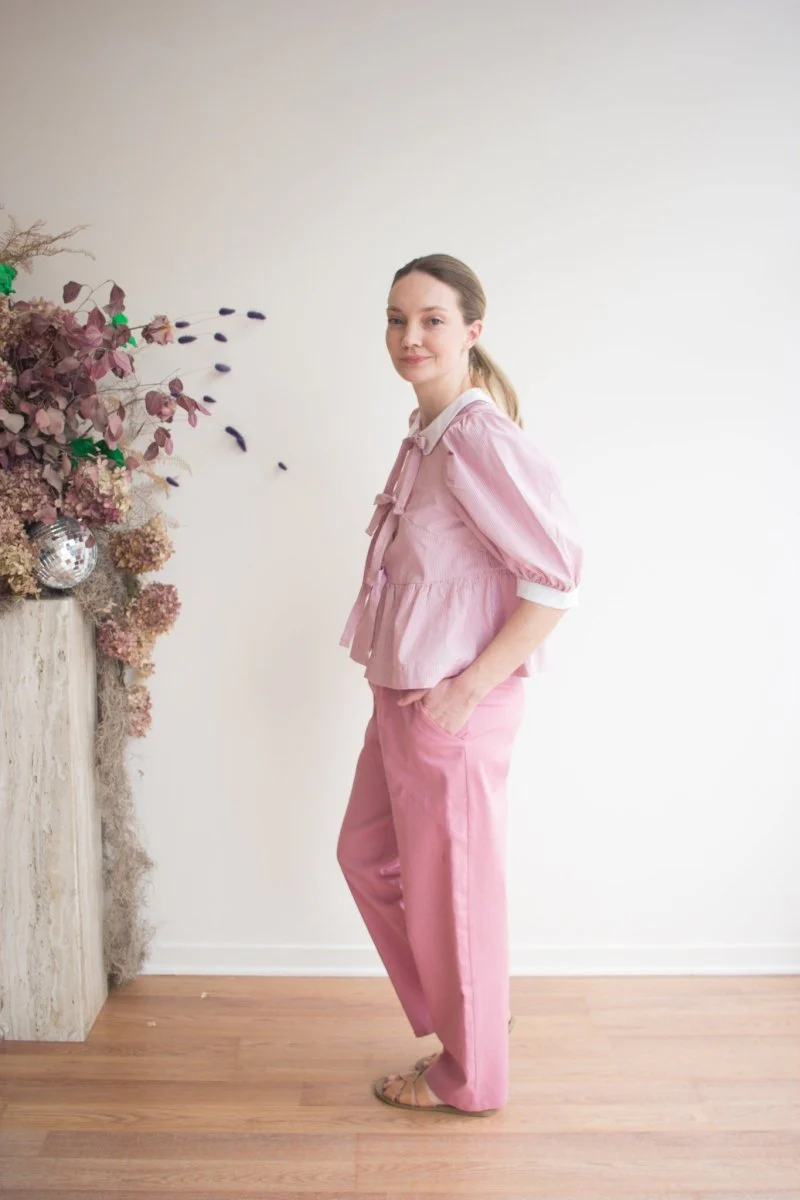 Eliza Faulkner Georgie Blouse - Red Pinstripe - Image 4