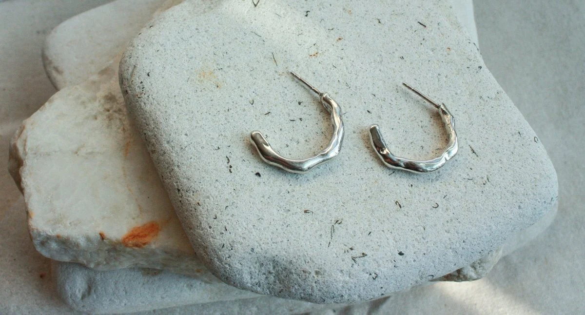 Rowe Melty Silver Hoops - Image 2