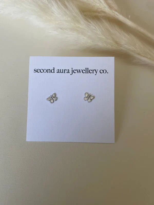 Second Aura 10K Butterfly Studs (Gold or White Gold) - Image 4