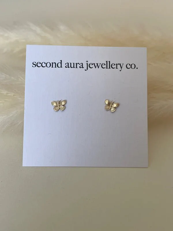 Second Aura 10K Butterfly Studs (Gold or White Gold) - Image 5