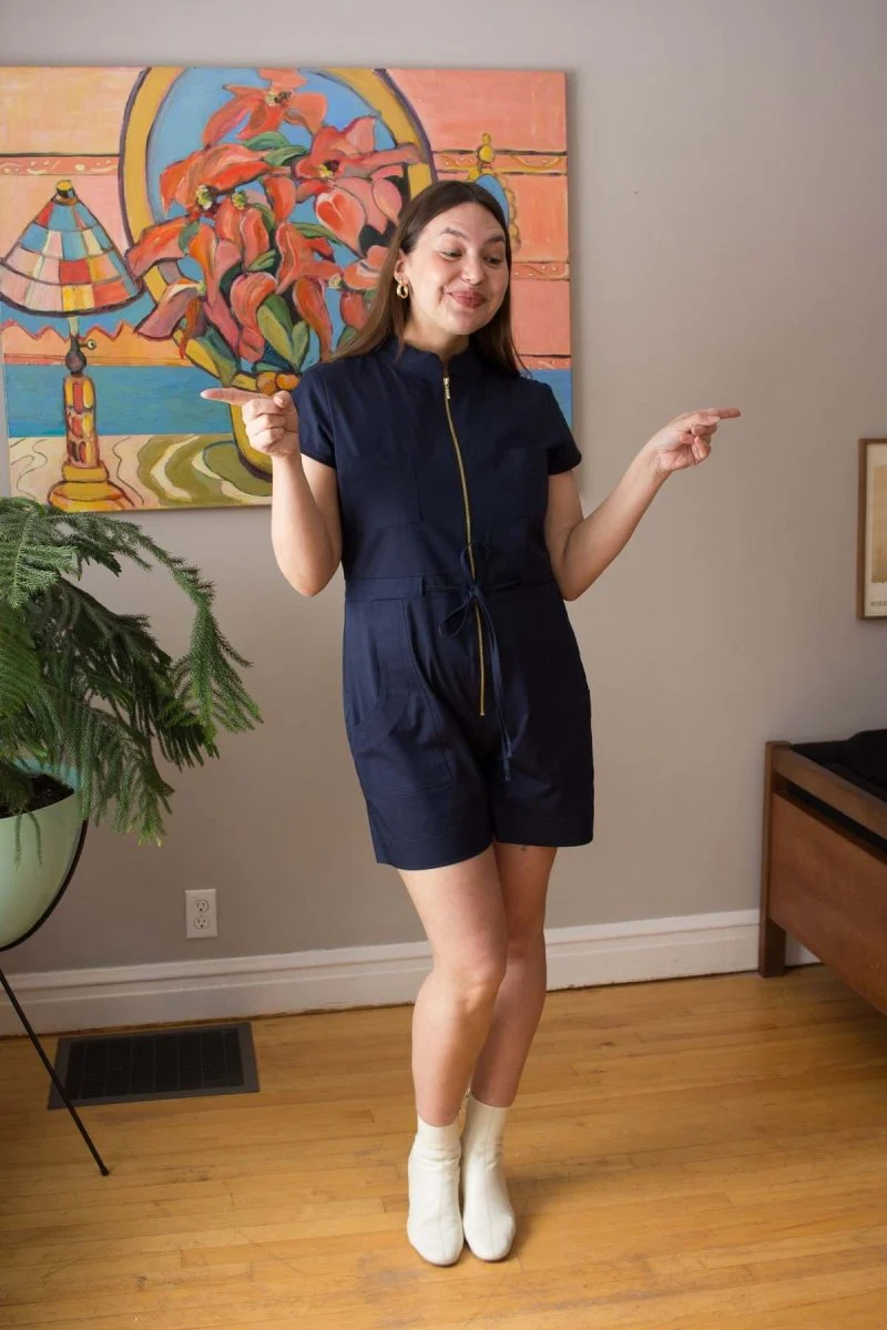Vintage Victoire Jennifer Glasgow Anath Playsuit (Navy) - M - Image 3