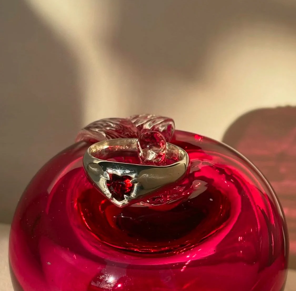 Wild Silver Garnet Heart Band - Image 3