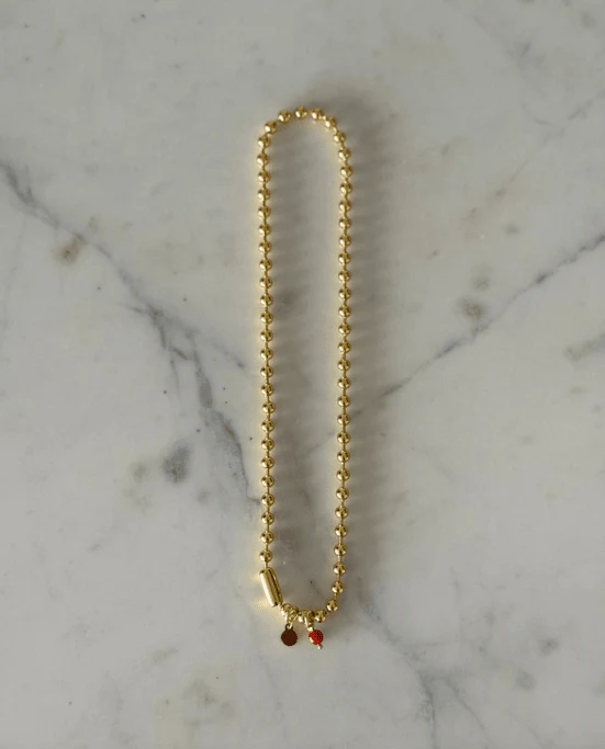WILYMI Isola Coral & Gold Sphere Necklace - Image 5
