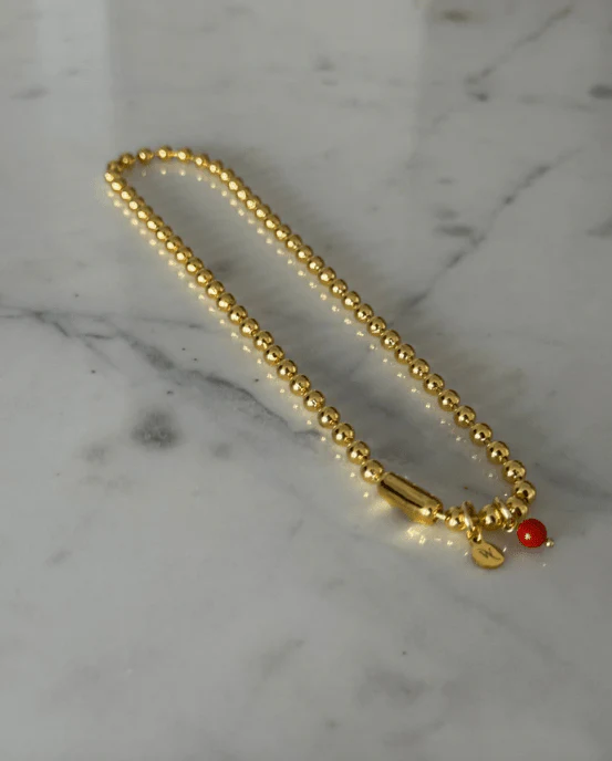 WILYMI Isola Coral & Gold Sphere Necklace - Image 7
