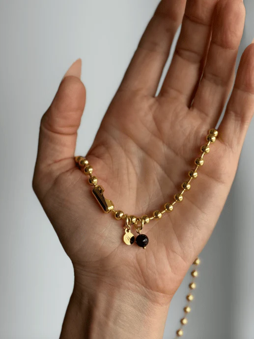 WILYMI Isola Tourmaline & Gold Sphere Necklace - Image 4